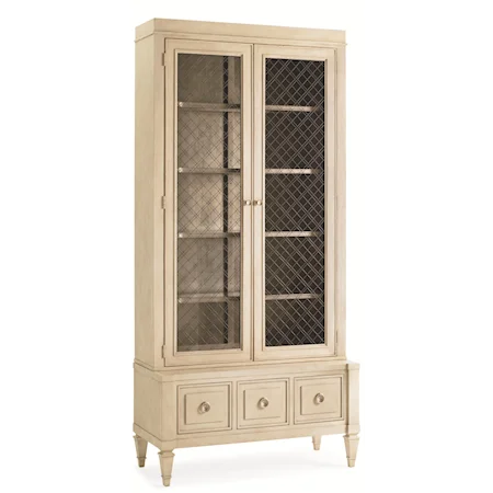 "Tall Order" Storage and Display Cabinet with Silver Leaf Back Panel and Metal Grill Door Fronts